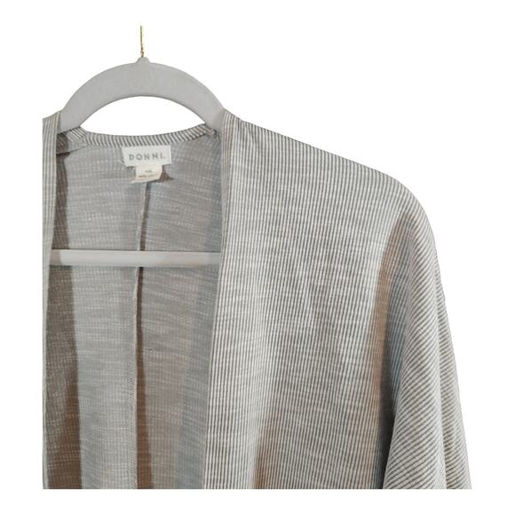 DONNI. Ribbed Knit Open-front Longline Sandwash Cardigan Neutral Women's O/S - Picture 4 of 7